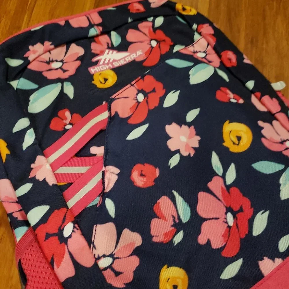 Pink and floral backpack